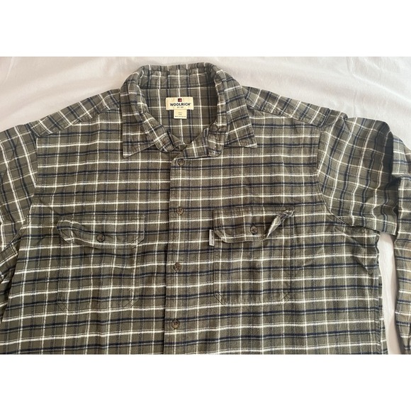 Woolrich Flannel Button Up Shirt Long Sleeve Green Plaid XXL - Picture 8 of 15